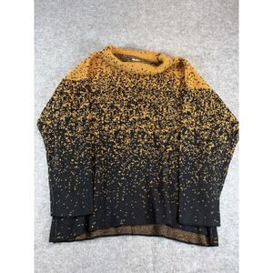 Vintage Newport News Sweater Womens Large Black Yellow Mock Neck Cottagecore